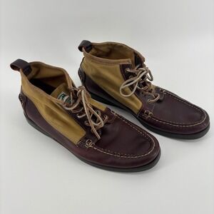 Sebago Filson Collab Docksides Chukka Mens 11 Burgundy Tan Leather Canvas Boat